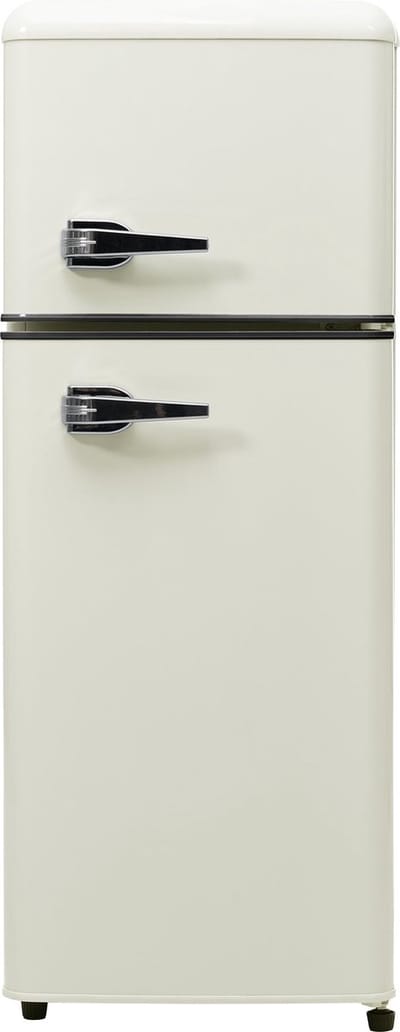 Merax Retro Mini Koelkast met Vriezer 92L Volume - 64L Koelkast met 28L Vriezer - Tafelmodel Koel- Vriescombinatie met Verstelbare Poten - Antiek Wit