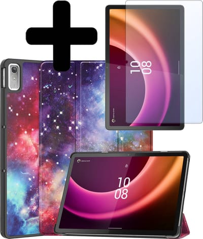 Hoes - Geschikt voor Lenovo Tab P11 (2e / 2nd Generatie) - Met Screenprotector - Trifold Bookcase - Hard Cover - Hardcover Book Case - Tablet Hoesje - Galaxy