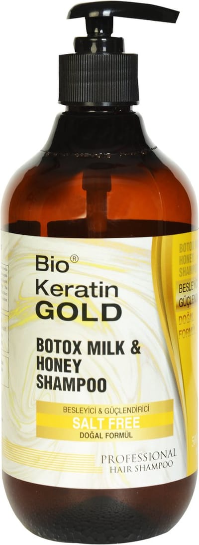 Bio Keratine Gold Botox Melk & Honing Shampoo 500 ml - Voedend & Versterkend - Zoutvrij - Natuurlijk formule - Professionele Haar shampoo