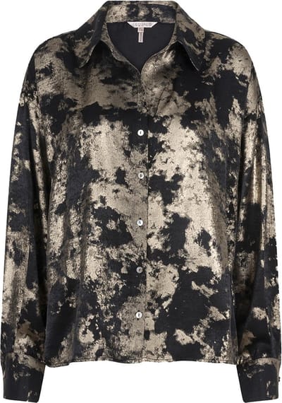 EsQualo Blouse Blouse V Neck Lamee W24 15703 000 Black Dames Maat - W36