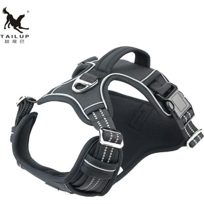 TAILUP 1000D Oxford Doek Reflecterend Huisdier Hond Tuig Service Hond Vest met Verticale Handgreep Verstelbare Hondenhalsband Voor Middelgrote Honden M