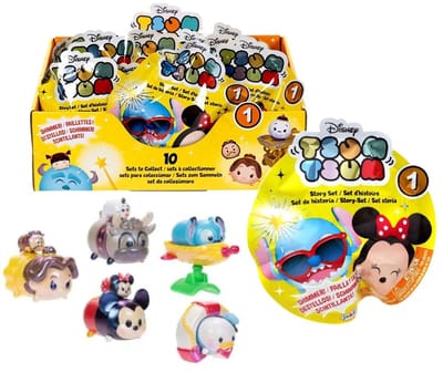 Disney Tsum Tsum Blind verzamelfiguur - 1 exemplaar - 3 cm groot -Mickey - Belle en het Beest - Lilo Stitch - Frozen - Monsters Inc.