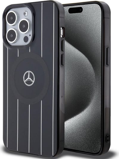 iPhone 15 Pro Backcase hoesje - Mercedes-Benz - Effen Zwart - Kunststof