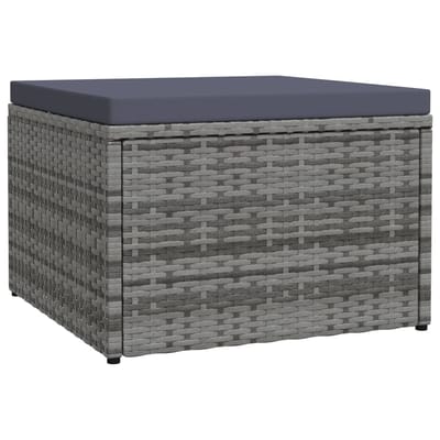vidaXL - Tuinvoetenbank - met - kussen - poly - rattan - grijs