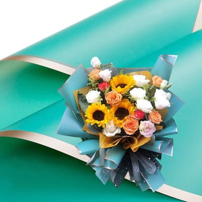20 Vellen Goudrand Bloemen Inpakpapier - Waterdicht Bloemist Benodigdheden voor DIY Cadeauverpakking - 58cm x 58cm (Donkergroen) - Perfect voor Bruiloften, Feestdagen en Creatieve Projecten
