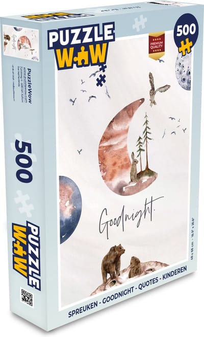 Puzzel Quotes - Goodnight - Spreuken - Kinderen - Jongens - Meisjes - Kind - Legpuzzel - Puzzel 500 stukjes