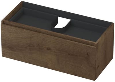 INK - Onderkast 1L met Binnenlade Greeploos Houten Keerlijst Fineer - 1000x450x400 Mm - Chocolate Fineer