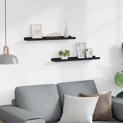 vidaXL - Fotoplanken - 2 - st - 60x9x3 - cm - MDF - zwart