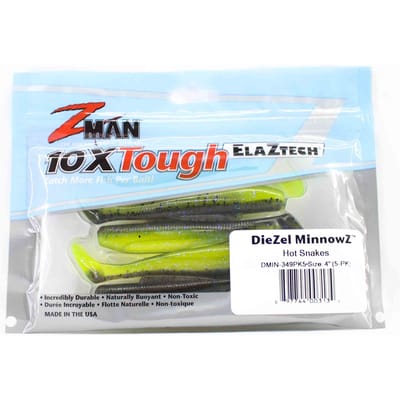 Zman zacht kunstaas Diezel MinnowZ 4 Inch 5/Pack Hot Snakes (3134)