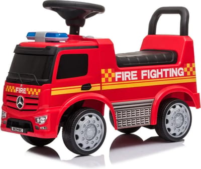 Mercedes Antos Brandweer Loopauto 1 tot 3 jaar – Officieel Gelicentieerde Mercedes-Benz Brandweerwagen met Sirene & Verlichting – Binnenspeelgoed Peuter met Blokstandaard & Opbergvak – Rood