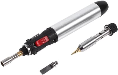 Draadloze Soldeerbout - Gas Soldeerbout Set - Elektronische Reparatie - Temperatuur Instelbaar - 16.7 cm Lengte - Zilver Zwart