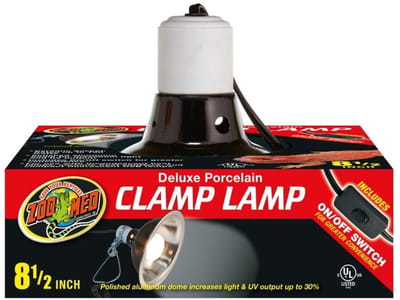 Zoo Med Deluxe porseleinen clamp lamphouder zwart met reflector voor terrariumverlichting 14 cm | 22 cm 22CM - Tot 150W