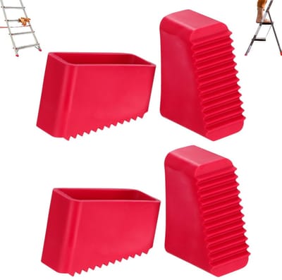 4 stuks - Antislip rubberen laddervoetbeschermers - Antislip ladderdoppen - Rood - Antislip laddervoetkussens - Vervangingsset laddervoetbeschermers - Ladderpootbeschermers - Zolderladderhoezen - Geschikt voor telescopische ladders