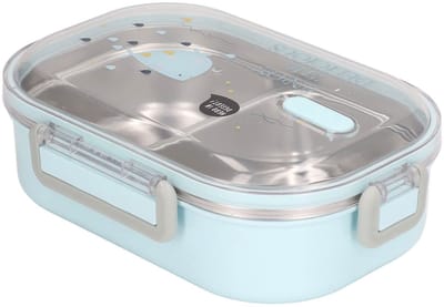 Dailygoods- Broodtrommel Roestvrij Staal - Thermische Lunchbox - Draagbare Container - School/Picknick - Inclusief Lepel - Afmetingen 21,5 x 15 x 6,5 cm