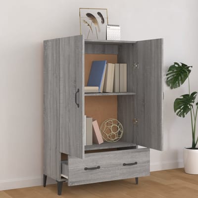 vidaXL - Hoge - kast - 70x31x115 - cm - bewerkt - hout - grijs - sonoma - eikenkleurig