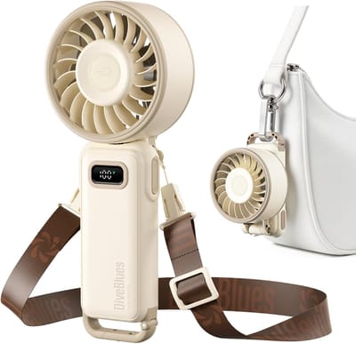 Draagbare handventilator 4-in-1 – 100 snelheden – 12 uur batterijduur – 3600 mAh – USB-C oplaadbaar – opvouwbaar – LED-display – voor reizen, bureau en buiten