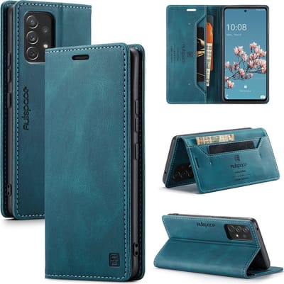 Luxe Flip Case met RFID Bescherming Kaarthouder en Magneetsluiting voor Samsung Galaxy A53 5G _ Blauw