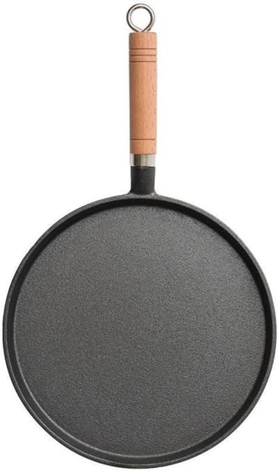 Gietijzeren Pannenkoekenpan - Koekenpan Bakplaat - Pannenkoeken Bakken - Gelijkmatige Warmteverdeling - 23 cm - Zwart