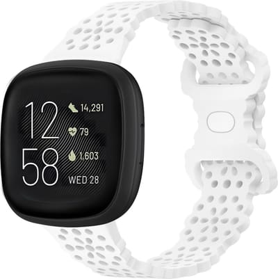 Strap-it Smartwatch bandje - siliconen bandje met patroon - geschikt voor Fitbit Versa 3 / Versa 4 / Sense / Sense 2 - wit