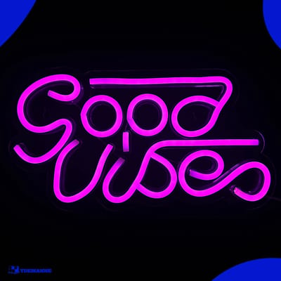 Neon Lamp - Good Vibes Roze - Dimbaar - Incl. Ophanghaakjes - Neon Sign - Neon Verlichting - Neon Led Lamp - Wandlamp