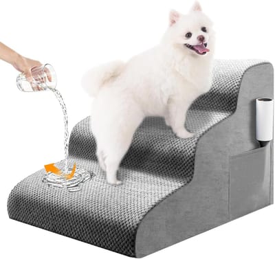 Hondentrap 3 treden 40 cm - Antislip trap voor oude katten en kleine honden - 30D schuim - Afneembaar en wasbaar