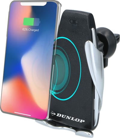 All Ride Auto Telefoonhouder en Qi Lader - 360° Kantelbaar - Smart Sensor en Touch to Open - Incl. USB-C Kabel 1 Meter - Autoventilatie Montage - Zwart/Grijs