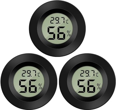 EXCITAT 3-Pack - Thermometer - Hygrometer - Mini - Digitaal - Draagbaar - Temperatuurindicator - voor kantoor, keuken, broedmachine, reptielen