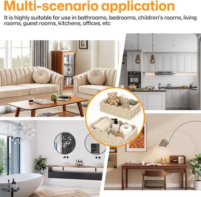 2 stuks wikkeltafel-organizer, mandjes, rotan mand, gevlochten opbergmand, gevlochten opbergmand, decoratieve manden, opslag voor keuken, badkamer, handdoek, toiletpapier