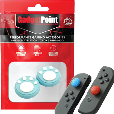 Gadgetpoint - Thumb Grips voor Nintendo Switch Joy-Con Controllers - Gaming Thumbgrips - Performance Anti-Slip Thumbsticks - Bescherming Accessoires - Pootjes - Lichtblauw met Wit