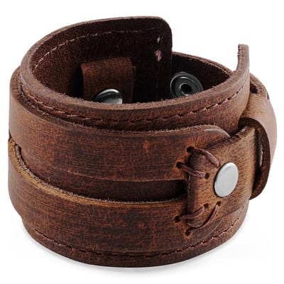 Gladius | Lichtbruine Snap Armband van Volnerf Buffelleer