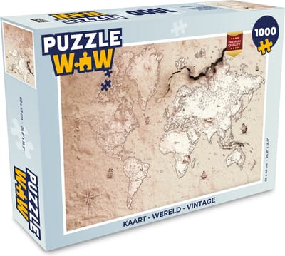 Puzzel Kaart - Wereld - Vintage - Legpuzzel - Puzzel 1000 stukjes volwassenen