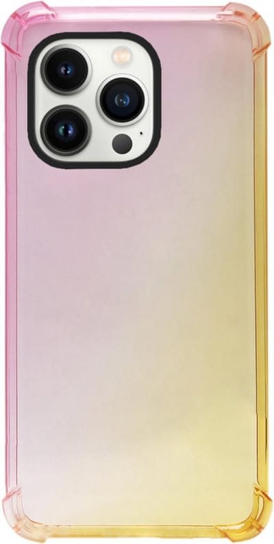 ADEL Siliconen Back Cover Softcase Hoesje Geschikt voor iPhone 14 Pro - Kleurovergang Roze Geel