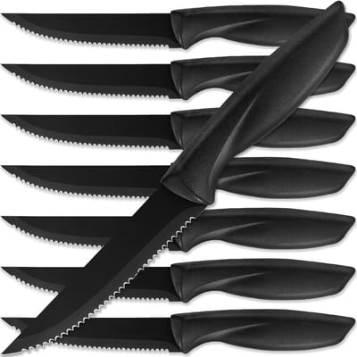 PromoHome Steakmessen Set 8-delig – RVS Kartelmessen met Antikleeflaag – Ergonomisch Handvat – Voor Vlees & Steak