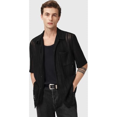 AllSaints Sylvan Ss Shirt Jet Black Taglia: XS | Camicie Casual Outlet | Uomo | Nero