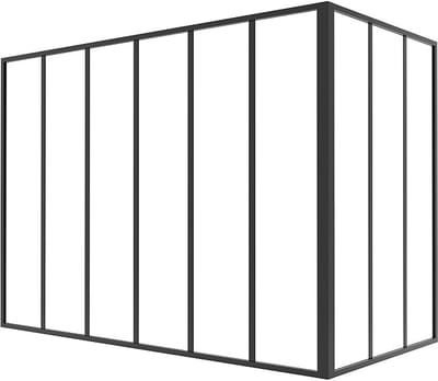 Vente-unique Hoekraam werkplaats van gepoedercoat aluminium - L180 x B90 x H130 cm (B x H) -Zwart - BAYVIEW