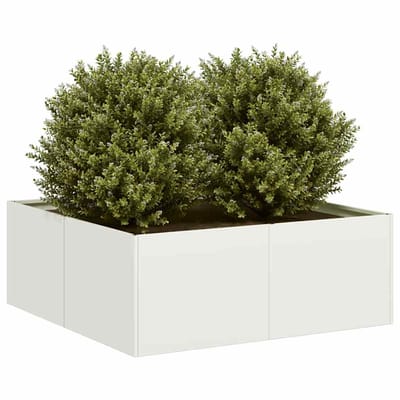 vidaXL - Plantenbak - 80x80x30 - cm - staal - wit