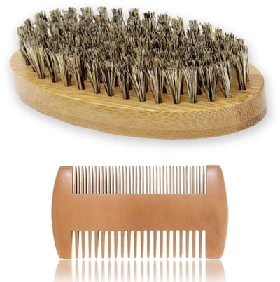 Dailygoods- Baardborstel Natuurlijke Bamboe - Baardkam - Wildzwijnharen - Dagelijkse Verzorging - Styling - Dode Huiddeeltjes Verwijderen