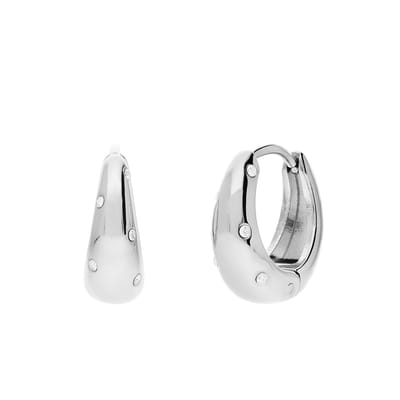 Lucardi Dames Stainless steel oorringen met kristal voor dames - Oorbellen - Staal - Zilverkleurig