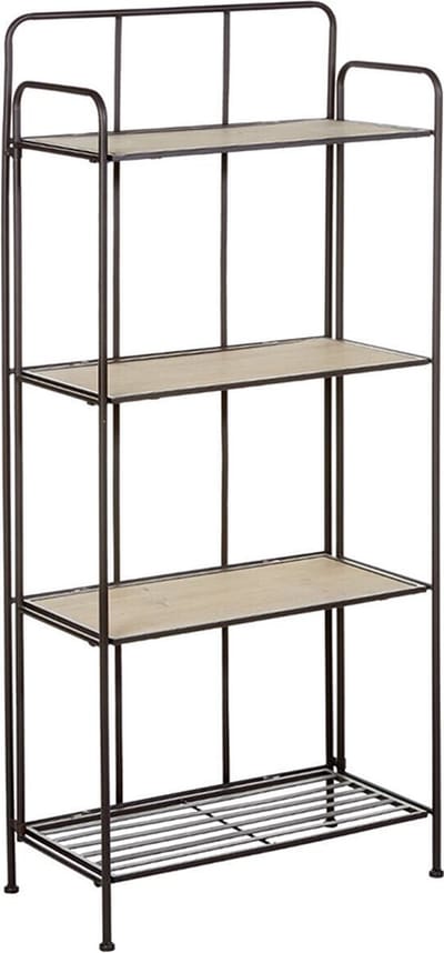 Metaal- en houtopslagplank 4 niveaus H137cm - Metaal|Hout - SILUMEN