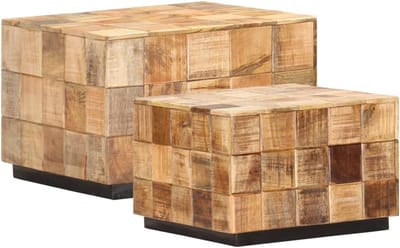 Antieke Salontafel - Bijzettafel Blokdesign - Woonkamer Meubel - Ruimtebesparend Opbergen - 50x50x35cm - Bruin