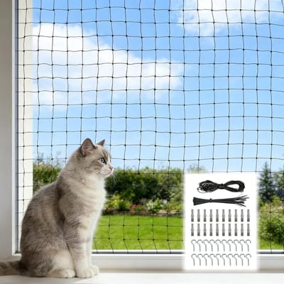 Robuust Nylon Kattennet voor Balkon, 4 x 3 m, Veiligheidsnet voor Terras, Ramen en Deuren met Montagekit