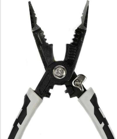 Elektricienstang - Multifunctioneel - Krimptang 8 in 1 - Tang voor elektriciteit - Wire stripper pliers - Chroom vanadiumstaal - Zwart - 20 cm - Kabel kniptang - Draadstripper tang - Jonyx