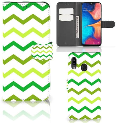 Samsung Galaxy A30 Telefoon Hoesje Zigzag Groen