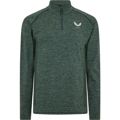 Castore Fleece-top met kwartritssluiting voor heren, met lichaamsgerichte pasvorm (Dennenhout/Grijs)