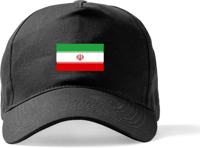 Zwarte Pet Beechfield met Wereldvlaggen, land Iran klittenbandsluiting