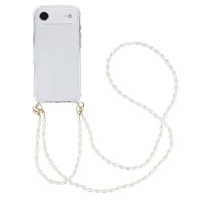 imoshion Hoesje - Geschikt voor Apple iPhone 17 Air - Backcover met koord + armband - Parels - Transparant