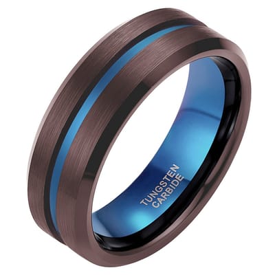 Heren ring Wolfraam Bruin Blauw 8mm-17mm