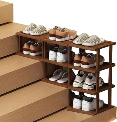 Bamboe schoenenrek - Opbergplank hal - Ruimtebesparend opbergen - Modulair doe-het-zelf ontwerp - 18 cm breed - Bruin