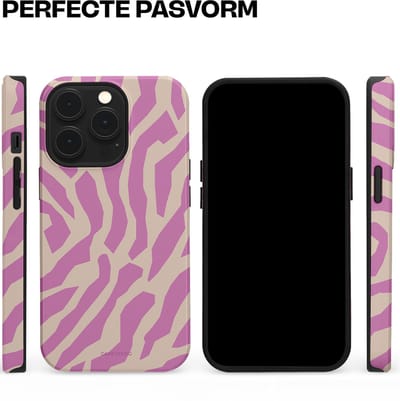 Casetastic hoesje geschikt voor Apple iPhone 13 Pro - MagSafe - Dubbellaagse bescherming - Zebra Roze Magenta Flow - Fashion Case - Lila Zand