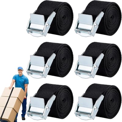 Verstelbare Lashing Straps voor Fietsen en Bagage, Set van 6, Ideaal voor Ski's en Dakkoffers, Stevige en Veilige Bevestiging